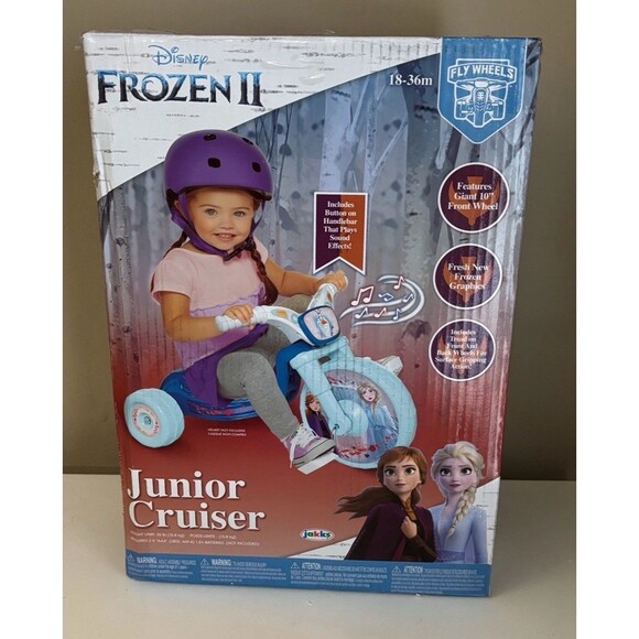 Disney Frozen II 2 Fly Wheels 10" Junior Cruiser Ride On Tricycle Sounds - Picture 2 of 11